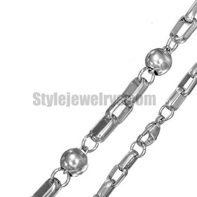 Stainless steel jewelry Chain 50cm - 55cm length ball circle oval chain necklace w/lobster 8mm ch360248